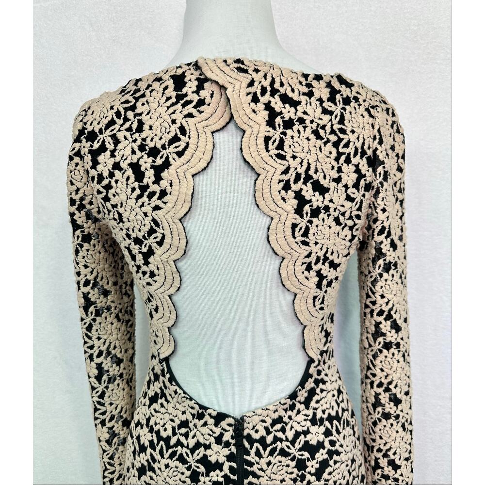 Alice + Olivia Dandi Nude Black Lace Open Back Dress Size 2 XS - Picture 7 of 14